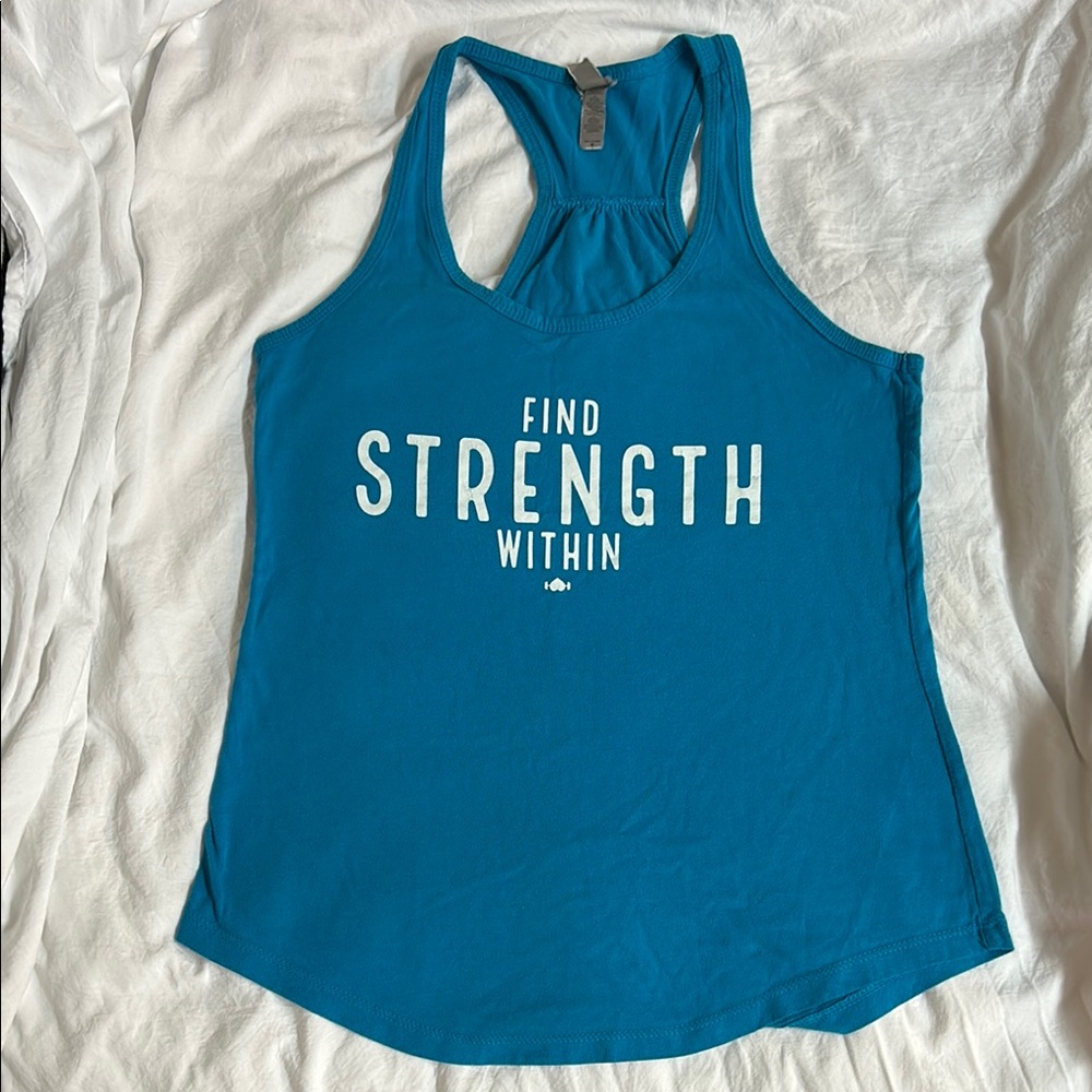 Vibrant Blue Tank Top with Motivational Print